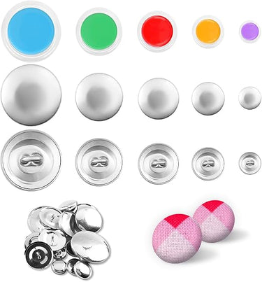 100 Uds Cubiertas de Botones, Kits de Botones de Cubierta con 5 Tamaños de Botones y Herramientas Botones Cubiertos de Tela para Hacer Sus Propios Botones